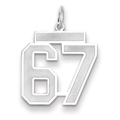 Number 67 Charm Medium Satin 14k white Gold WSM67, MPN: WSM67, 883957079295