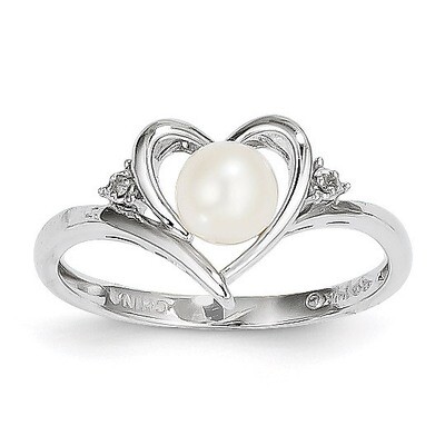 Cultured Pearl Diamond Ring 14k White Gold Genuine XBS449, MPN: XBS449, 883957857916