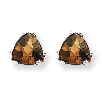 6mm Trillion Checker-Cut Smoky Quartz Earrings 14k White Gold XE94WCQ, MPN: XE94WCQ, 883957109923
