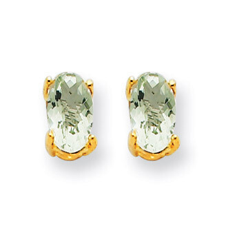 5x3 Oval Green Quartz Earrings 14k Gold XE85CG, MPN: XE85CG, 883957105451