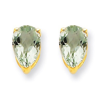 8x5 Pear Green Quartz Earrings 14k Gold XE81AG, MPN: XE81AG, 883957103488