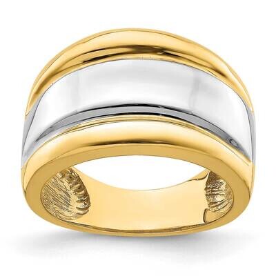 Polished Widen Center Ridge Ring 14k Gold Rhodium R907, MPN: R907, 196904043837