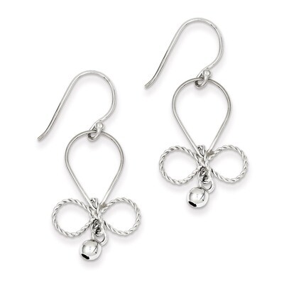Sterling Silver Rhodium Plated Fancy Dangle Earrings QE9018