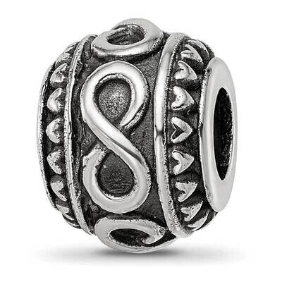 Antiqued Infinity &amp; Heart Pattern Bead Sterling Silver QRS4058, MPN: QRS4058,