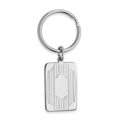 Kelly Waters Key Ring with Lines and Cut Corners Rhodium-plated KW728, MPN: KW728,