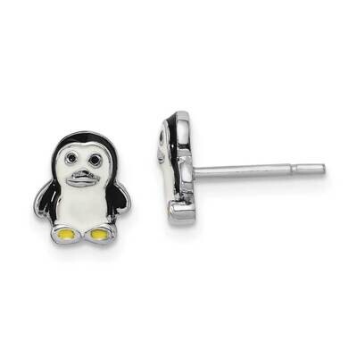 Childs Enameled Penguin Post Earrings Sterling Silver Rhodium-plated QE14362, MPN: QE14362, 8839572…