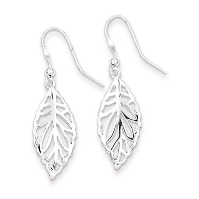 Leaf Dangle Earrings Sterling Silver Polished QE6932, MPN: QE6932, 886774760834