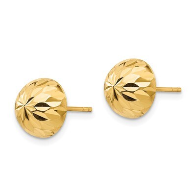 Polished &amp; Diamond-Cut 9mm Button Post Earrings - 14k Gold SE130 by Madi K, MPN: SE130, 886774998787