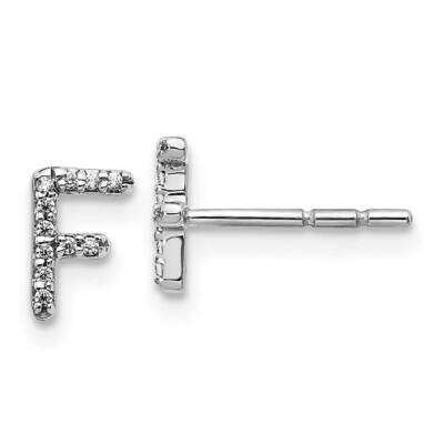 Initial F Earrings 14k White Gold Diamond EM4169F-007-WA, MPN: EM4169F-007-WA, 883957375793