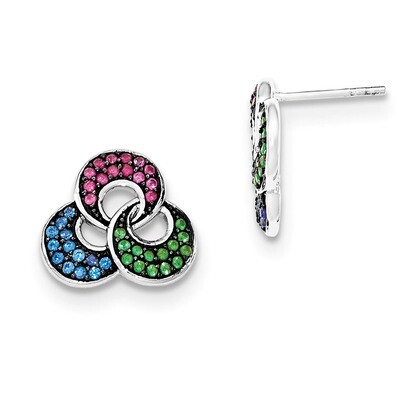 Synthetic Stones Post Earrings Sterling Silver QE12512