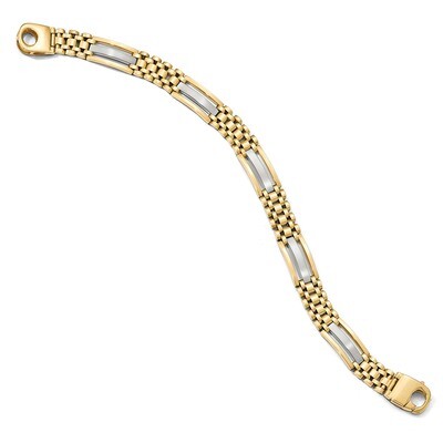 Leslie&#39;s Satin Mens Bracelet 8.5 Inch 14k Two-tone Gold Polished HB-LF855-8.5, MPN: LF855-8.5, 1911…