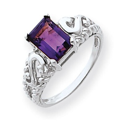 Amethyst Ring 14k white Gold 8x6mm Emerald Cut Y4678AM, MPN: Y4678AM, 883957592138