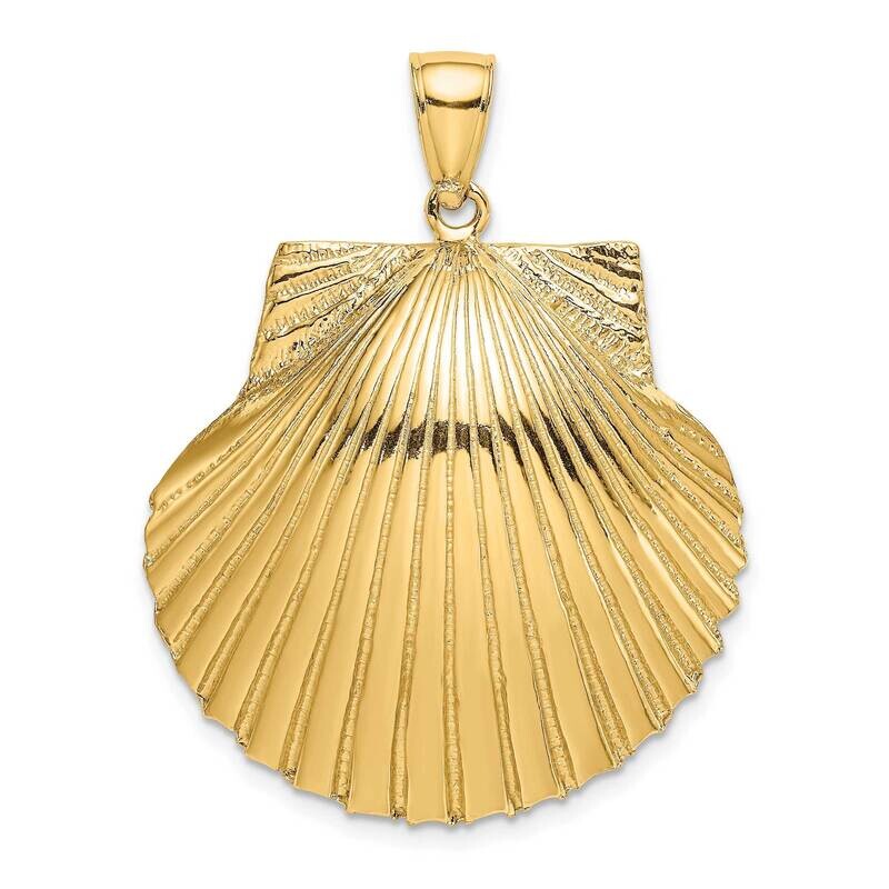 Scallop Shell Charm 14k Gold 3-D Textured K7901, MPN: K7901, 637218044245