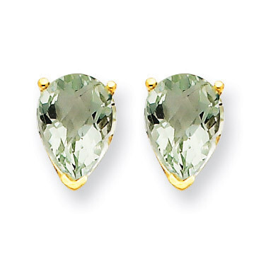 7x5 Pear Green Quartz Earrings 14k Gold XE80AG, MPN: XE80AG, 883957103143