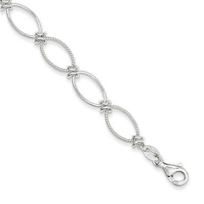 7.5 Inch Textured Fancy Oval Link Bracelet Sterling Silver Polished QG3060-7.5, MPN: QG3060-7.5, 19…