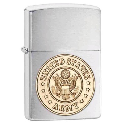 Zippo U.S. Army Emblem Brushed Chrome Lighter GL1072, MPN: GL1072, 886774024875