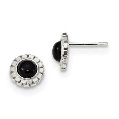 Black Onyx Post Earrings Sterling Silver Polished QE13919, MPN: QE13919, 886774082547
