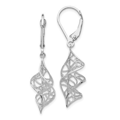 Leslie&#39;s Dangle Leverback Earrings 14k White Gold Textured HB-LE1109, MPN: LE1109, 191101473470