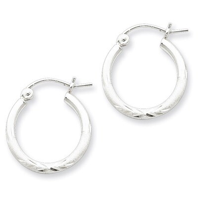 2mm Satin Diamond-cut Tube Hoop Earrings Sterling Silver Rhodium-plated QE4416, MPN: QE4416, 883957…