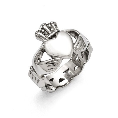 Polished Braided Claddagh Ring - Stainless Steel SR386 by Chisel, MPN: SR386, 886774406237