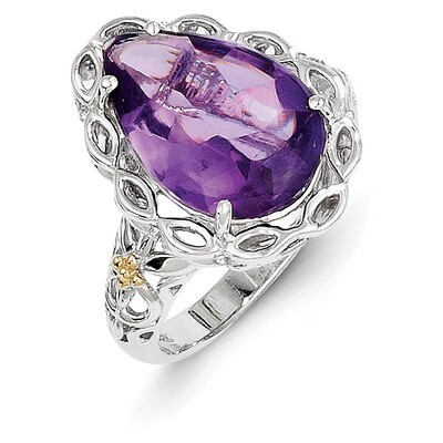 Sterling Silver with 14k Gold Amethyst Ring QTC702-7