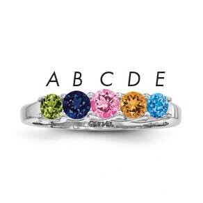 Synthetic 5 Stone Mother&#39;s Ring Sterling Silver Rhodium-plated XMR83/5SS-6, MPN: XMR83/5SS-6, 88395…