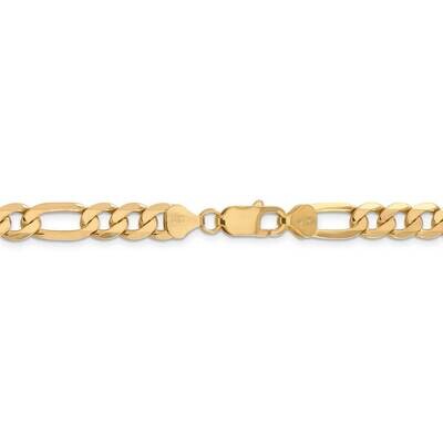 28 Inch 7.5mm Flat Figaro Chain 14k Yellow Gold FFL200-28, MPN: FFL200-28, 191101833229