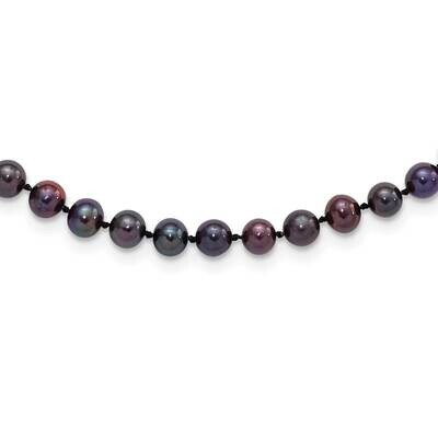 5-6mm Black Cultured Freshwater Pearl Necklace Sterling Silver Rhodium-plated QH5153-24, MPN: QH515…