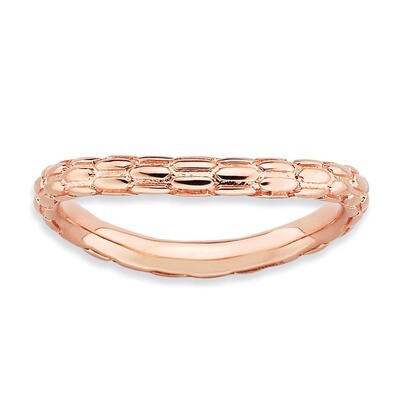 Sterling Silver Polished Pink-plate Wave Ring QSK696-6