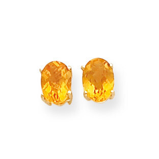 7x5mm Oval Citrine Checker Earrings 14k Gold XE87CC, MPN: XE87CC, 883957107431