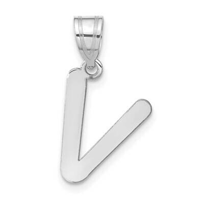 Bubble Letter V Initial Pendant 14k White Gold Polished YC1441WV, MPN: YC1441WV, 196904083918