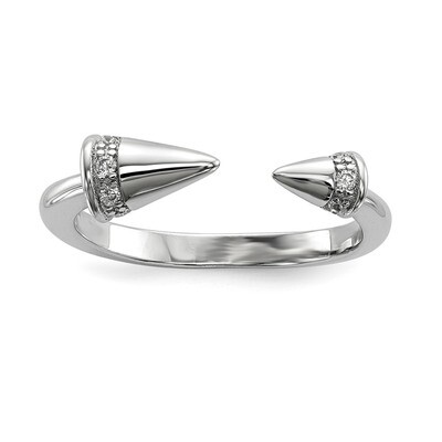 CZ Diamond Spike Ring Sterling Silver Rhodium-plated QR6675, MPN: QR6675, 883957829623