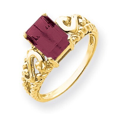 Rhodolite Garnet Ring 14k Gold 8x6mm Emerald Cut Y4677RG, MPN: Y4677RG, 883957585550