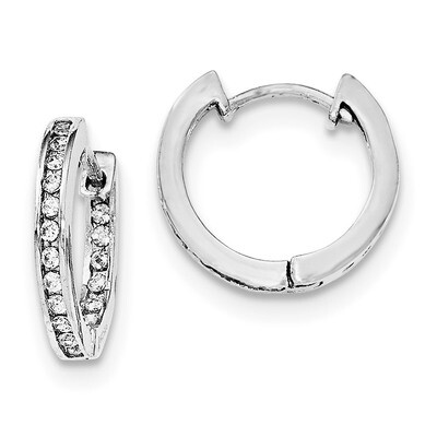 In &amp; Out Pave Hinged Hoop Earrings Sterling Silver Rhodium-plated QE12278, MPN: QE12278, 1911011179…