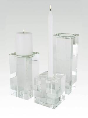 Tizo Cube Art Medium Crystal Glass Pillar Candle Holder  PH160CH/M, MPN: PH160CH/M,
