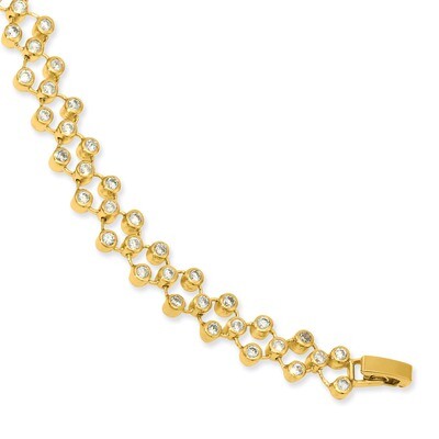 8.25 inch Gold-plated Three Row Diamond Circle Bracelet KW464-8.25