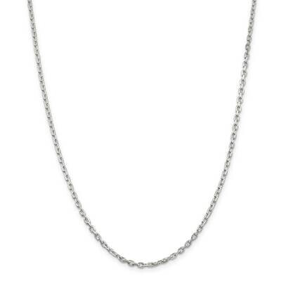 2.75mm Beveled Oval Cable Chain 36 Inch Sterling Silver QCA080-36, MPN: QCA080-36,