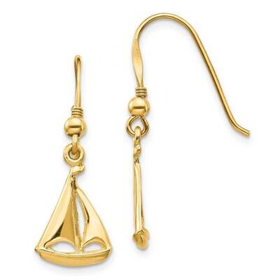 Sailboat Shepherd Hook Earrings 14k Gold TF1599, MPN: TF1599, 883957606538