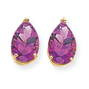 Amethyst Diamond Pear Stud Earrings 14k Gold XE84AM, MPN: XE84AM, 883957105109