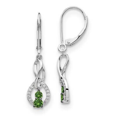 Green/White Diamond Leverback Earrings 14k White Gold EM5581-GD-050-WA, MPN: EM5581-GD-050-WA, 8839…