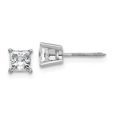 1ct. 4.5mm Princess G H I True Light Moissanite Earrings 14k White Gold WG365-9MT, MPN: WG365-9MT, …