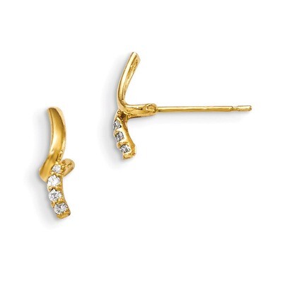 CZ Children&#39;s Post Earrings 14k Gold GK646