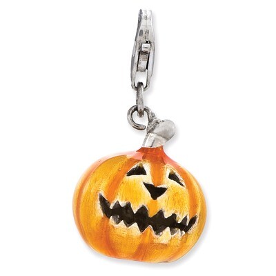 3-D Enameled Jack o Lantern Charm Sterling Silver QCC839 by Amore La Vita, MPN: QCC839, 886774235691