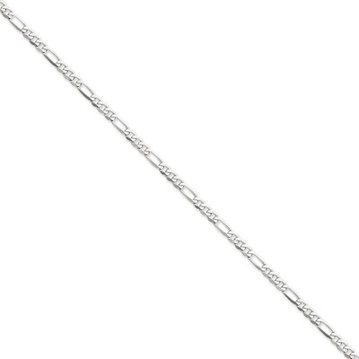 4.0mm Flat Figaro Chain 16 Inch 14k White Gold WFIG100-16, MPN: WFIG100-16, 886774419893