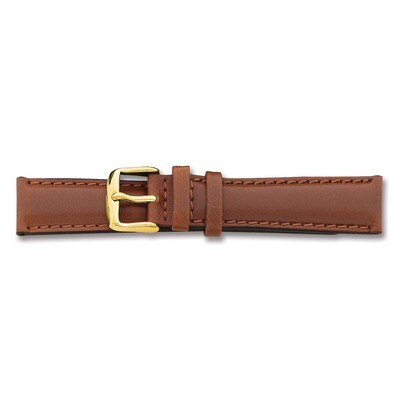 24mm Havana Leather Chrono Buckle Watch Band 7.5 Inch Gold-tone BAY142-24, MPN: BAY142-24, 60226962…