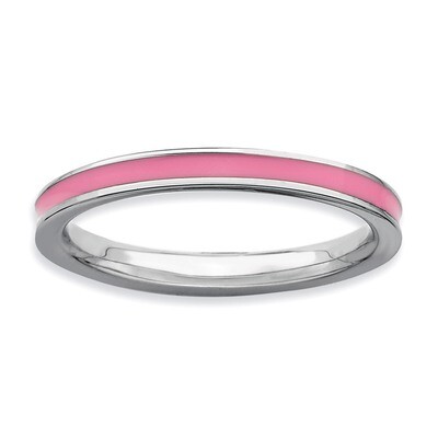 Pink Enameled 2.25mm Ring - Sterling Silver QSK151, MPN: QSK151, 883957127132