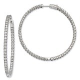 Diamond In and Out Hinged Hoop Earrings Sterling Silver Rhodium-plated QE7961, MPN: QE7961, 8867747…