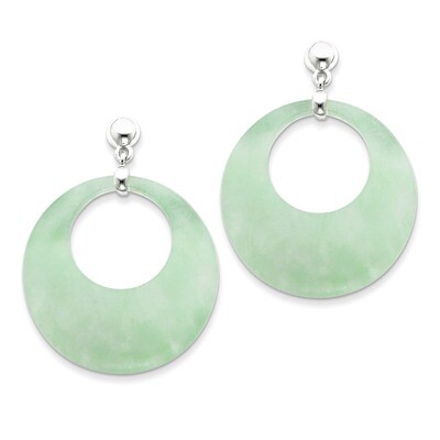 Jade Circle Dangle Post Earrings Sterling Silver QE5125, MPN: QE5125, 191101319808
