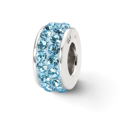 Sky Blue Double Row Swarovski Crystal Bead Sterling Silver QRS2004, MPN: QRS2004, 883957514819