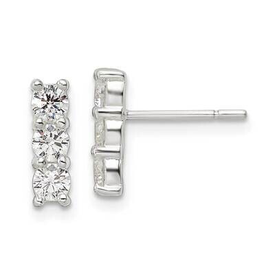 CZ Diamond Post Earrings Sterling Silver Polished QE16229, MPN: QE16229, 196904149942